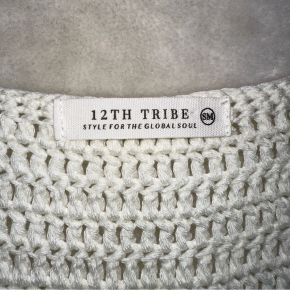 12th Tribe Bogota White Crochet Open Knit Cropped Tank Size Small - Picture 9 of 10